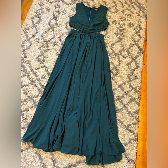 Lulus Green Formal Dress Gown Prom Wedding Cut-out - Picture 5 of 10